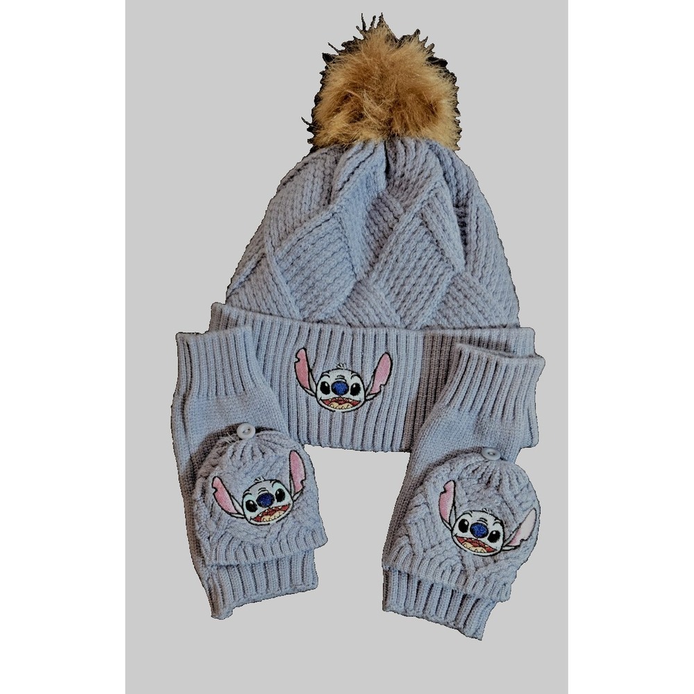 Disney Stitch Hat & Gloves Set Bioworld Lilo & Stitch Beanie Winter Adult Teen